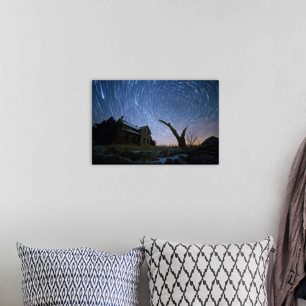 A bohemian room featuring Star trails in Nebraska, a combination of 209 separate images.