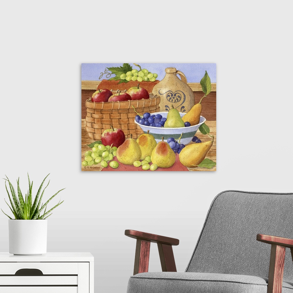 A modern room featuring Apples, Grapes and Pears