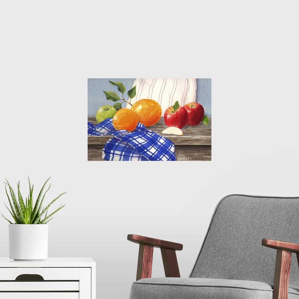 A modern room featuring Apples To Oranges