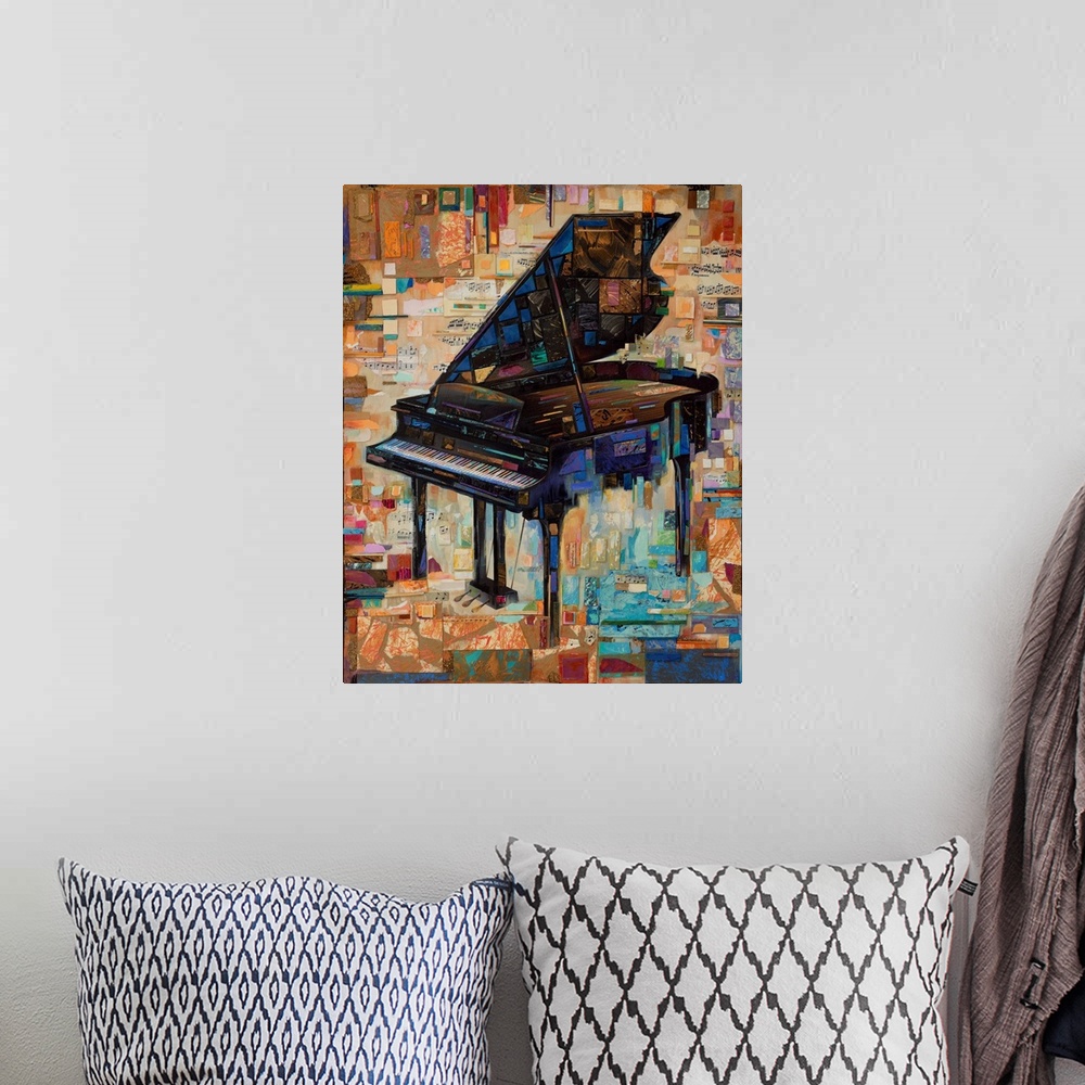 A bohemian room featuring Baby Grand Strike A Cord