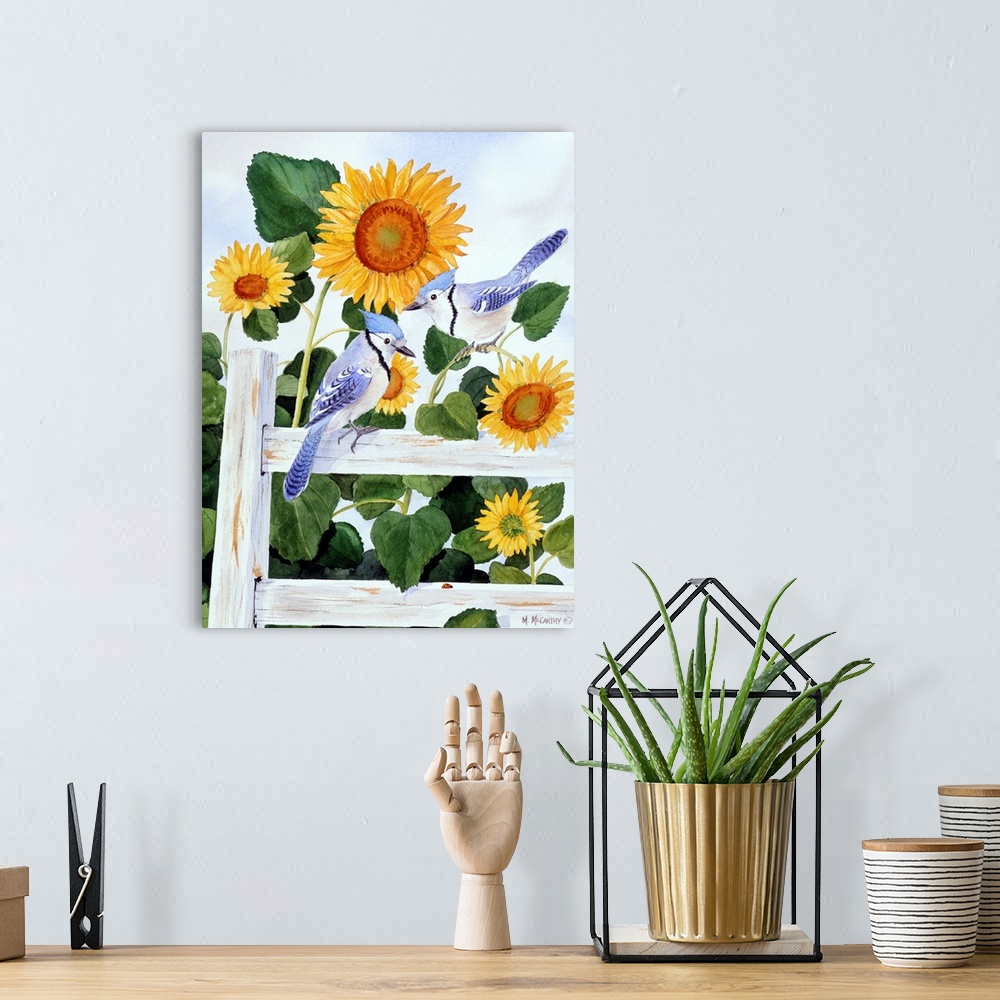 A bohemian room featuring Bluejays and Sunflowers