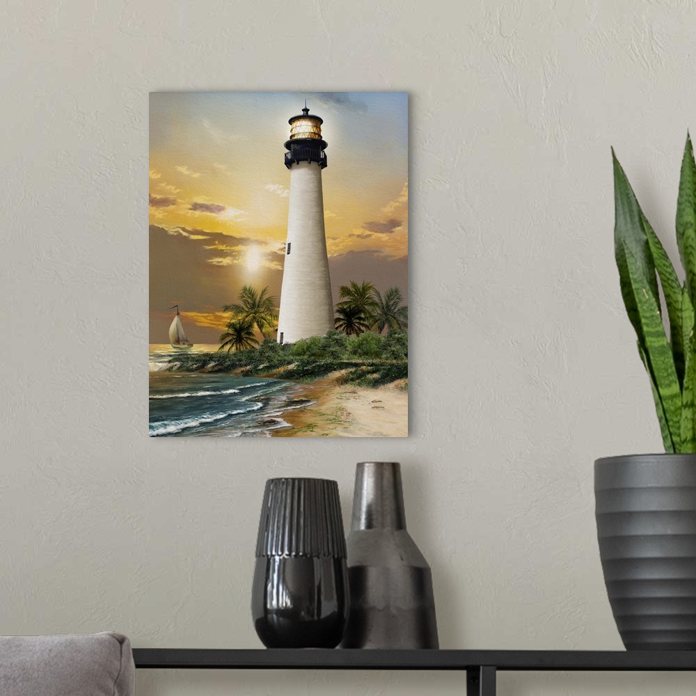 A modern room featuring Cape Florida Lighthouse
