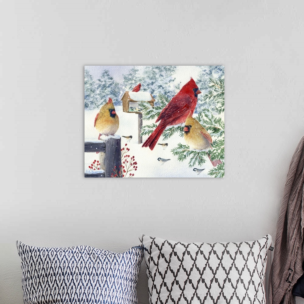 A bohemian room featuring Cardinals in Snow Flurry