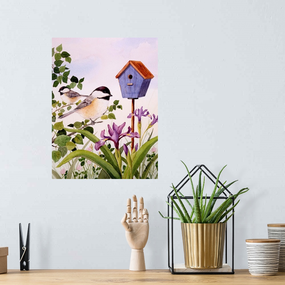 A bohemian room featuring Chickadees and Iris