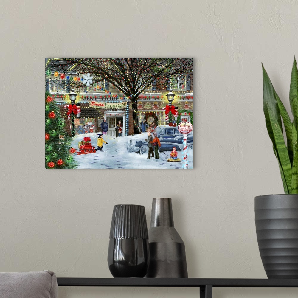 A modern room featuring Christmas on Main Street