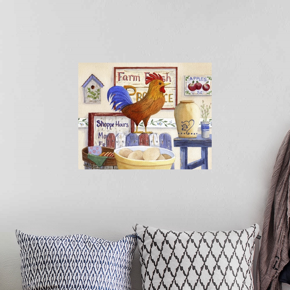 A bohemian room featuring Country Rooster