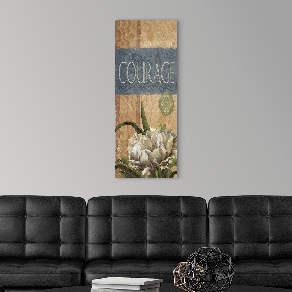 A modern room featuring Courage
