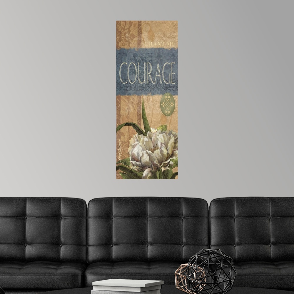 A modern room featuring Courage
