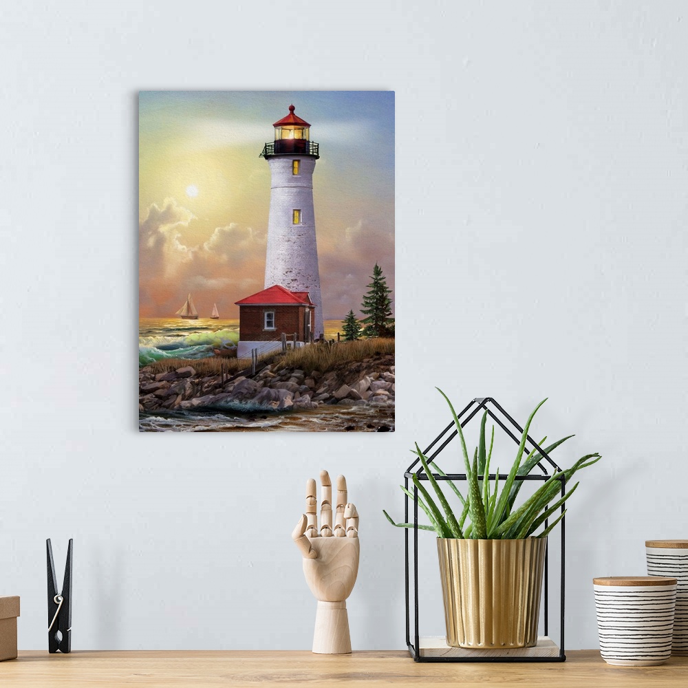 A bohemian room featuring Crisp Point Lighthouse