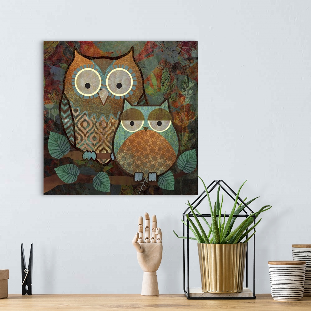 A bohemian room featuring Decorative Owls II