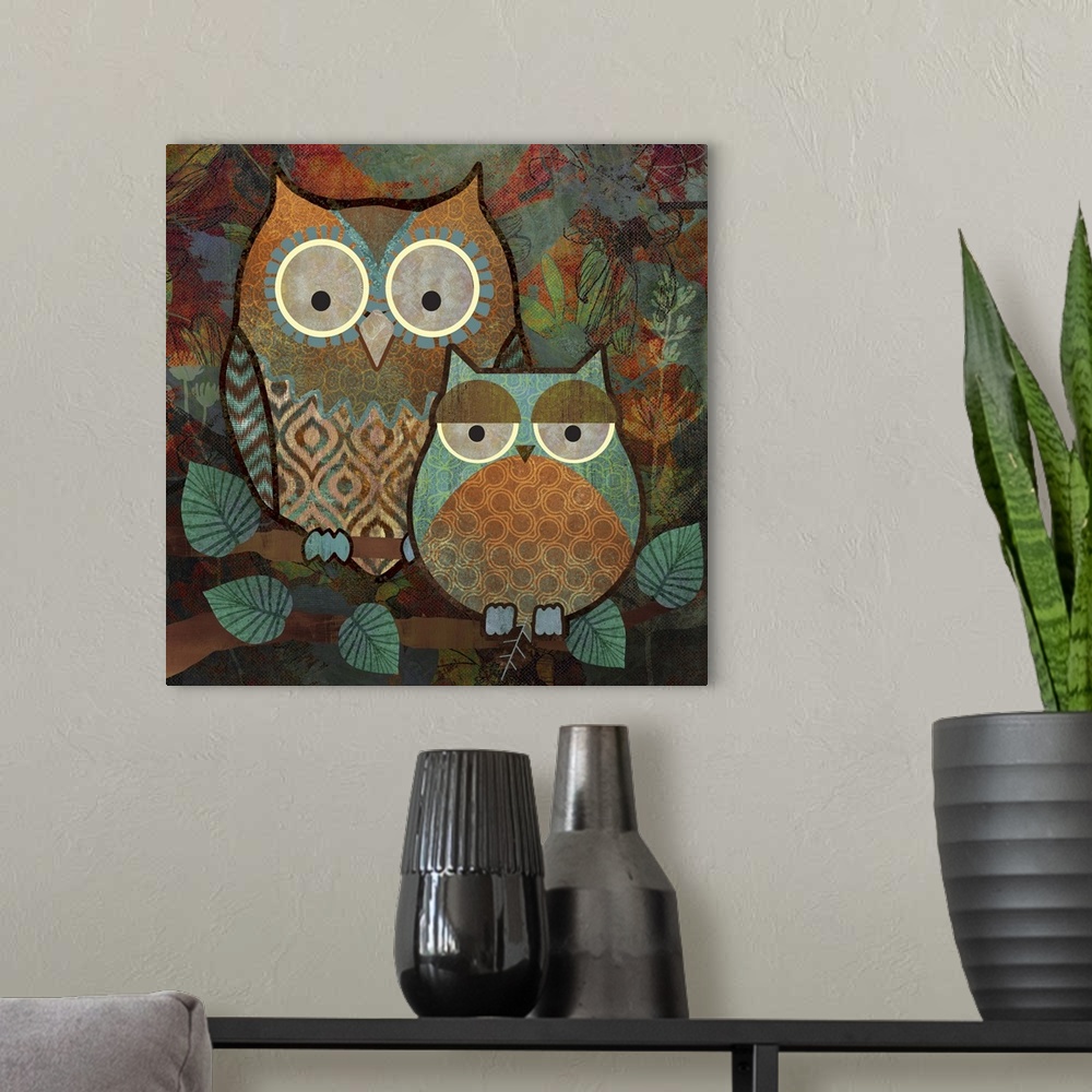 A modern room featuring Decorative Owls II