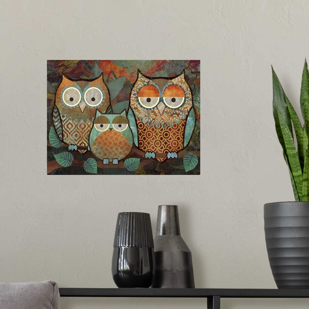 A modern room featuring Decorative Owls III