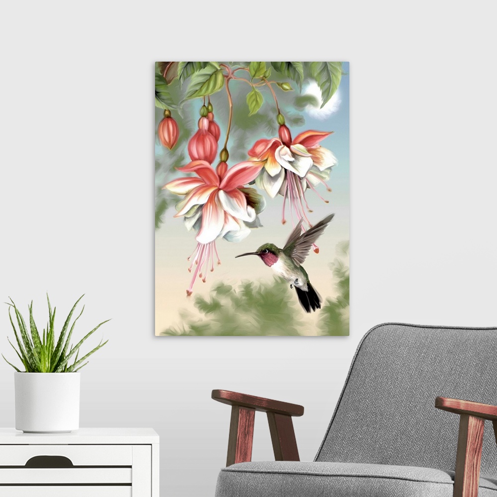 A modern room featuring Fuchsia and Hummingbird