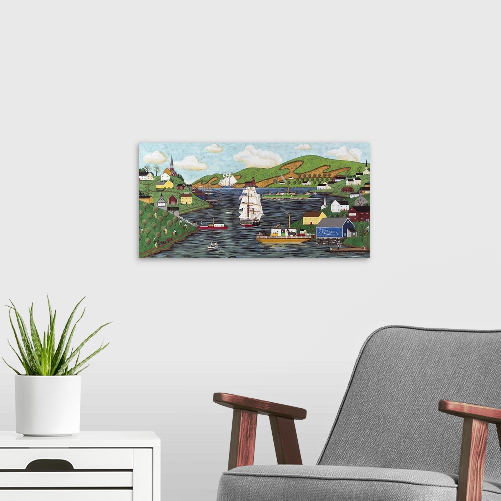 A modern room featuring Life On The River II