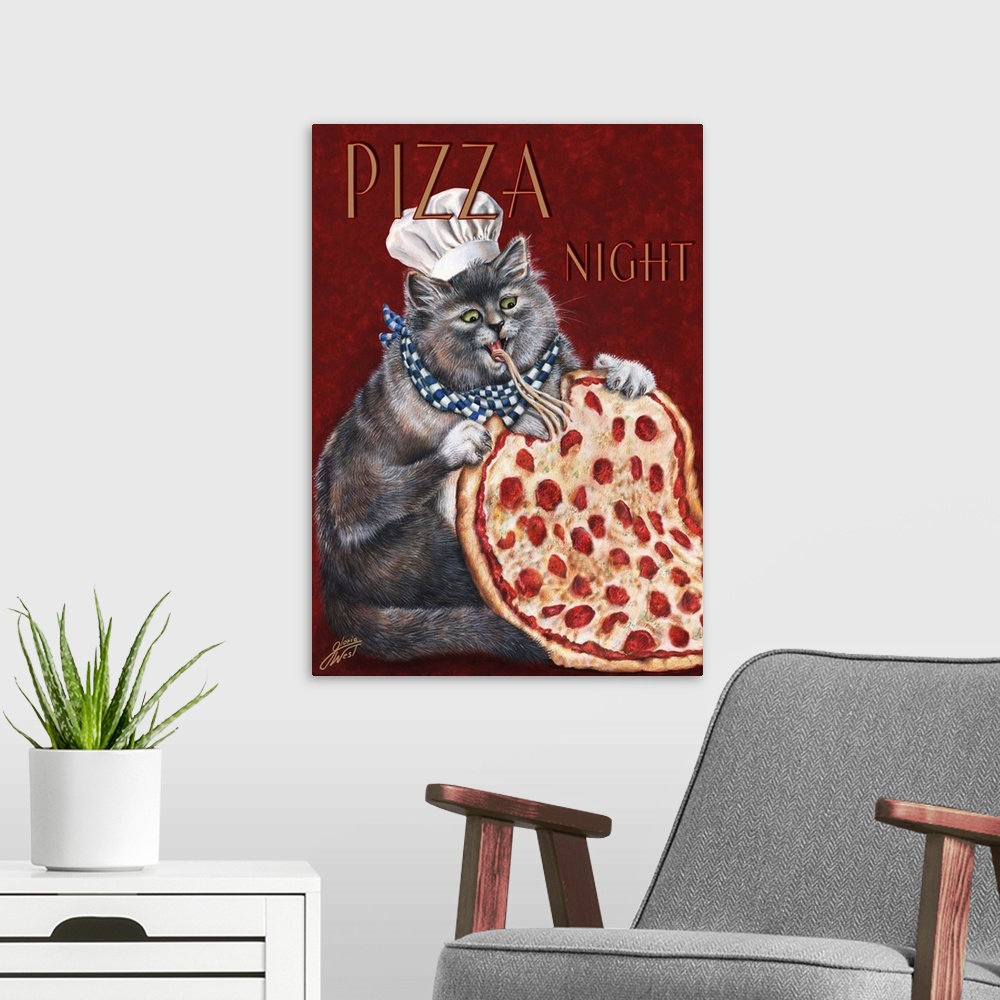 A modern room featuring Pizza Night