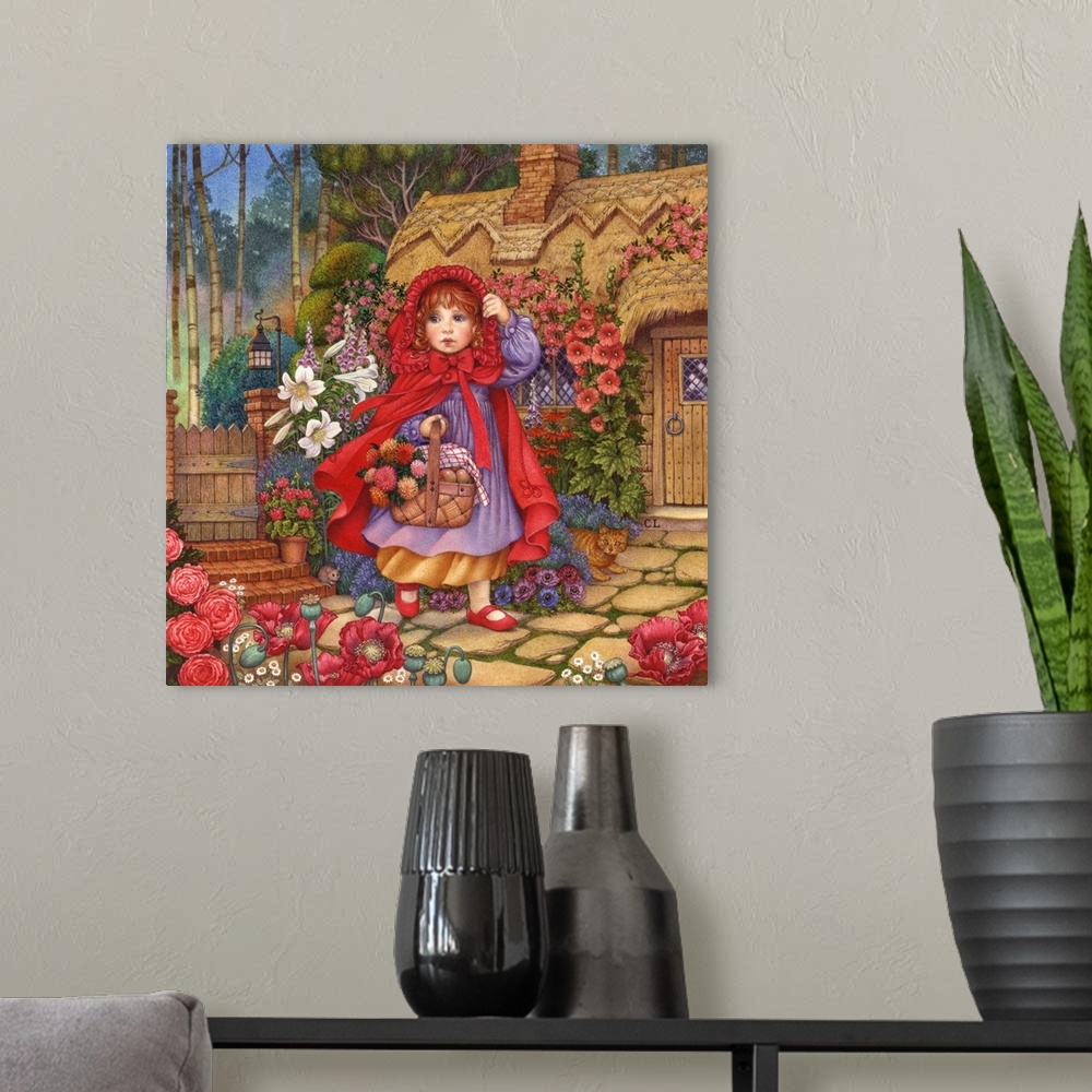 A modern room featuring Red Riding Hood
