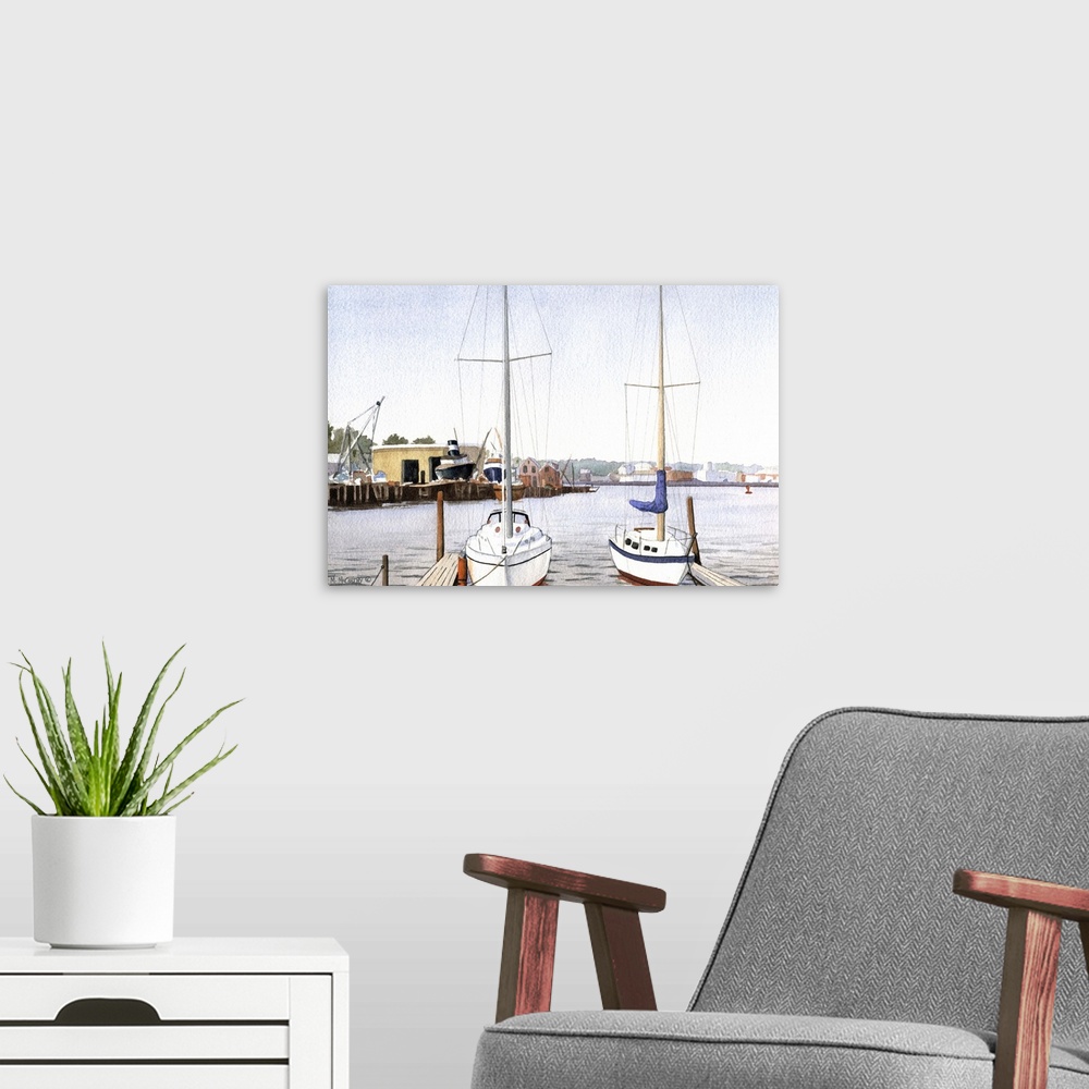 A modern room featuring Sailboats at Dock