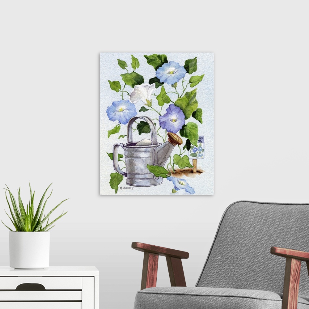 A modern room featuring Watering Can and Morning Glories