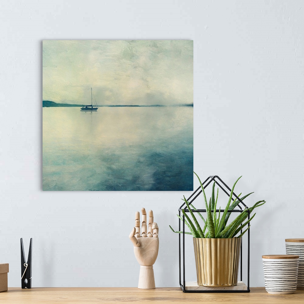 A bohemian room featuring Boat On Quiet Sea
