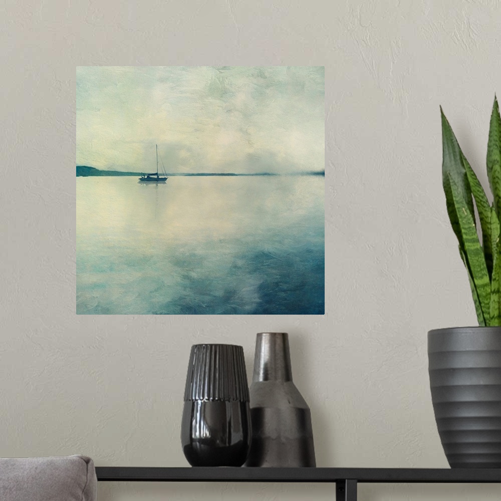 A modern room featuring Boat On Quiet Sea