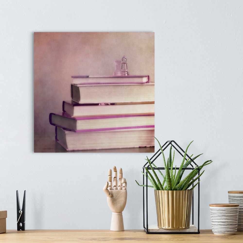 A bohemian room featuring Still life with books and chessmen