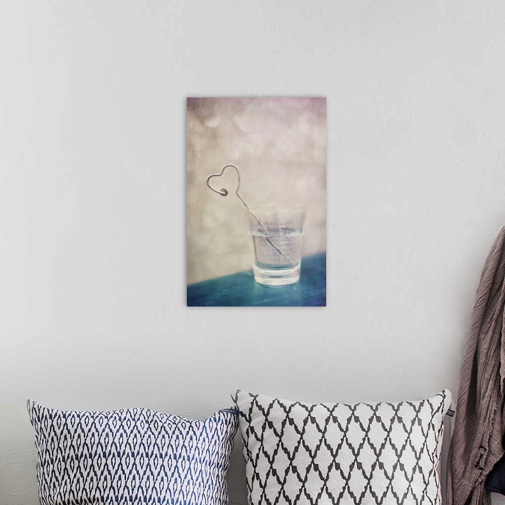 A bohemian room featuring Still life with a glass, textured, simple as always