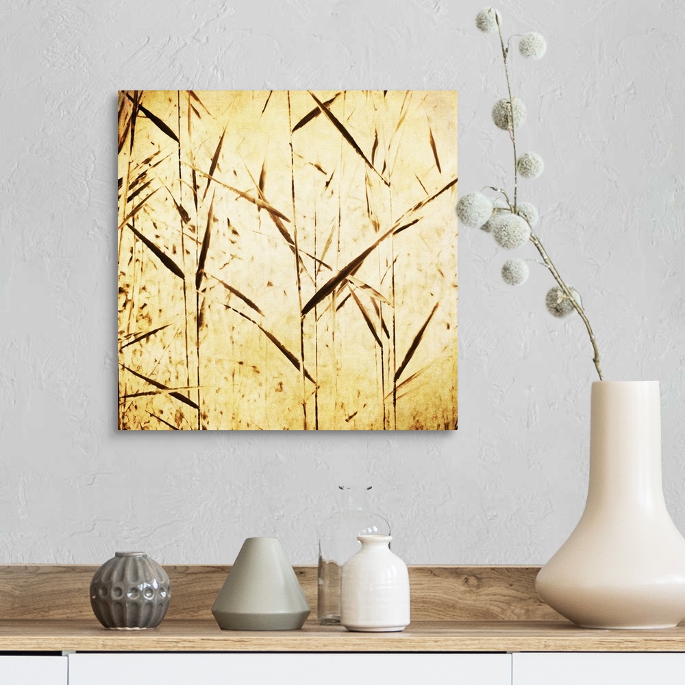 A farmhouse room featuring Abstracts from nature in golden brown tones