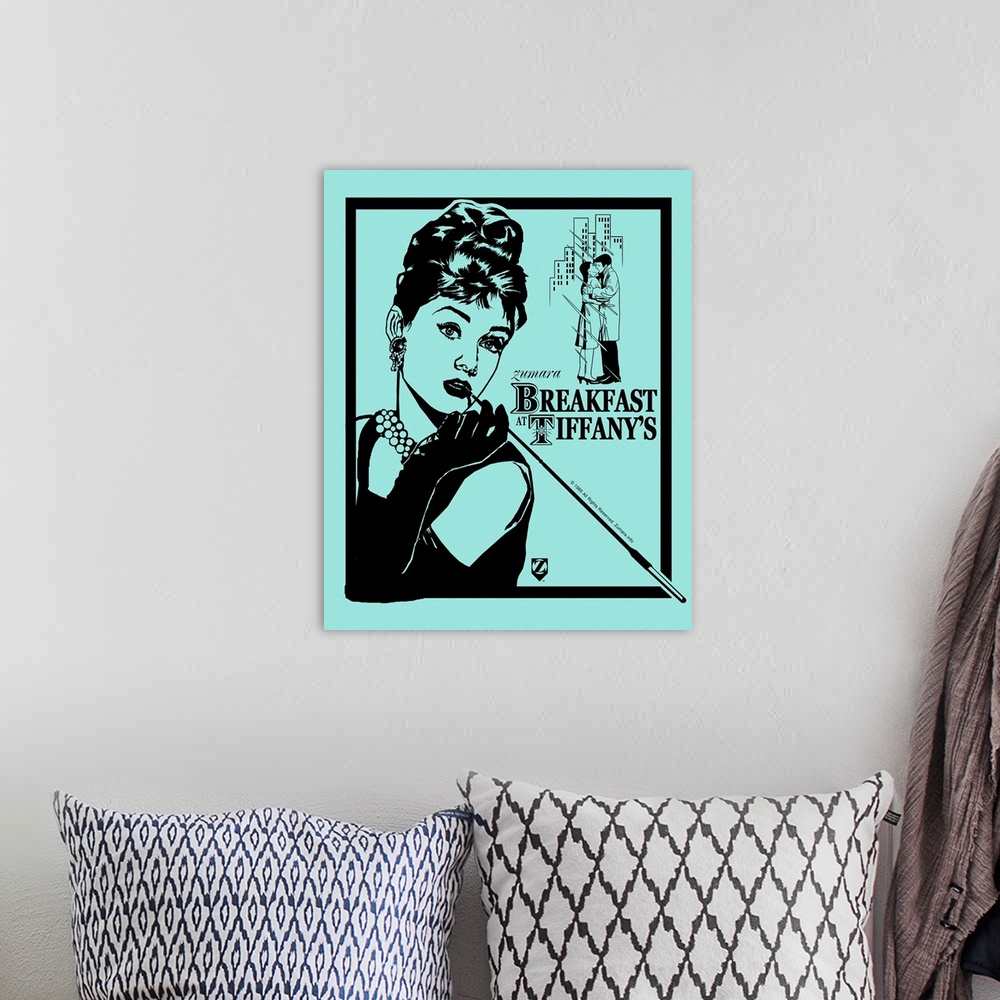 A bohemian room featuring Audrey Hepburn Breakfast at Tiffanys Teal 2