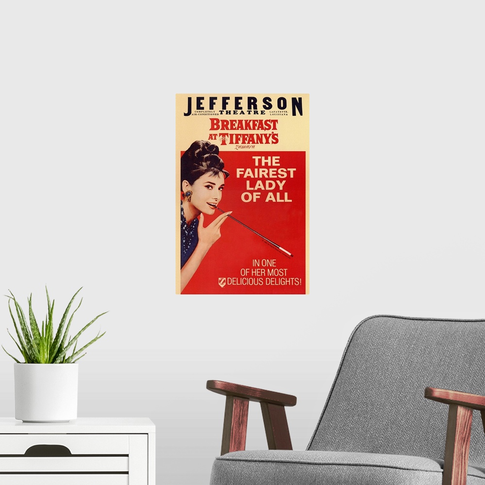 A modern room featuring Audrey Hepburn Breakfast Tiffanys 2 Red