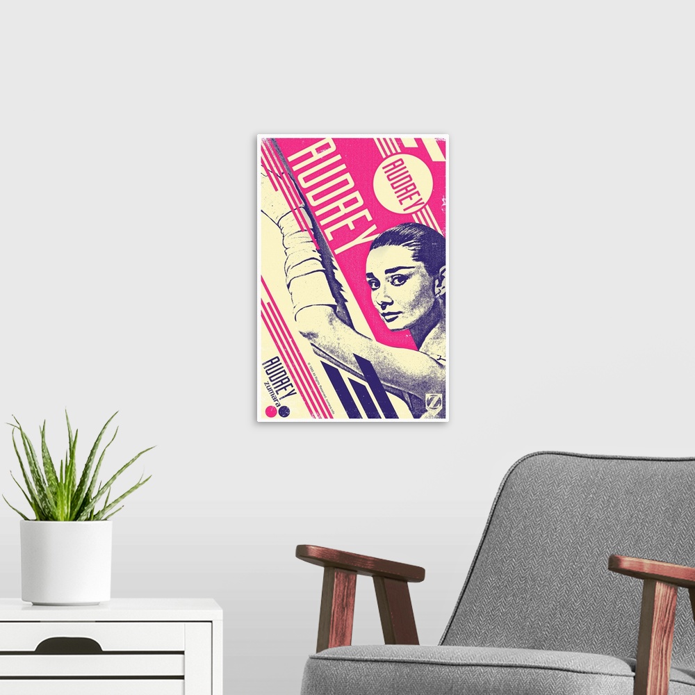 A modern room featuring Audrey Hepburn Pink Stripes