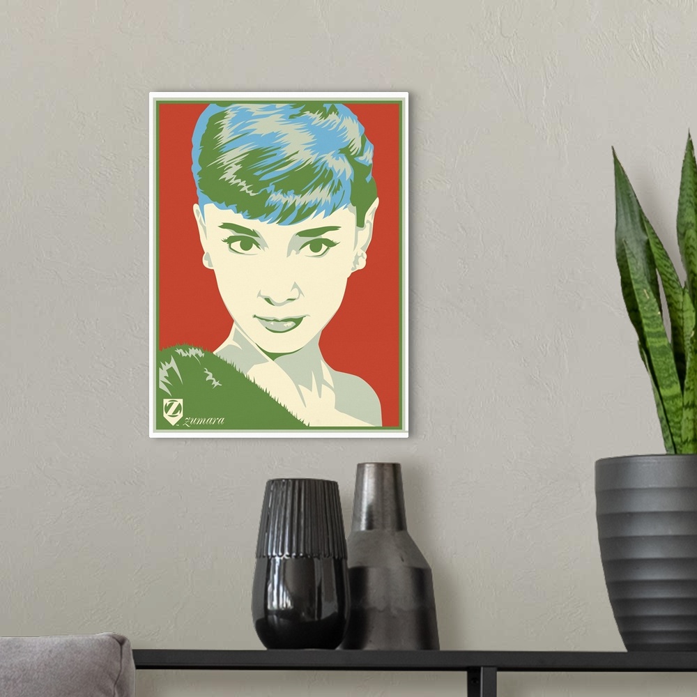 A modern room featuring Audrey Hepburn Psychedelic 2