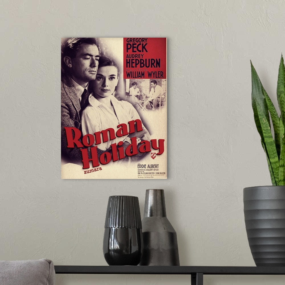 A modern room featuring Audrey Hepburn Roman Holiday Poster 3