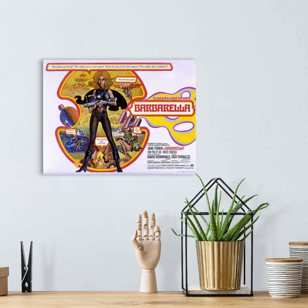 A bohemian room featuring Barbarella 1 Sci Fi Movie Poster