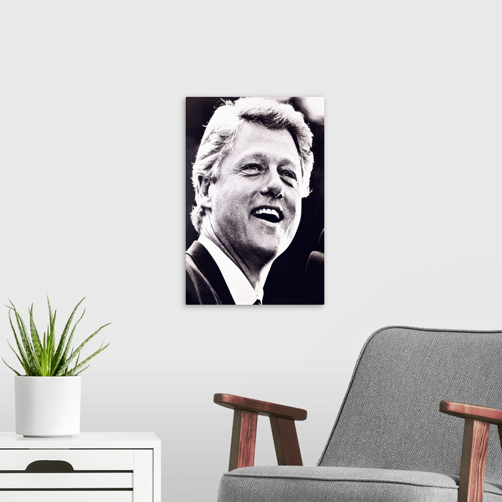 A modern room featuring Bill Clinton Head Shot