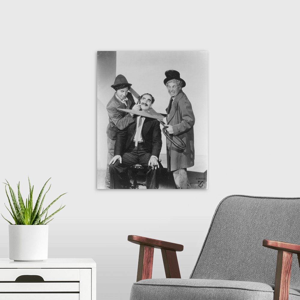 A modern room featuring B&W Brothers With Scissors