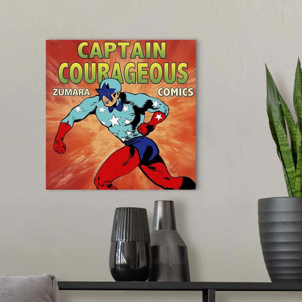 A modern room featuring Captain Courageous Red