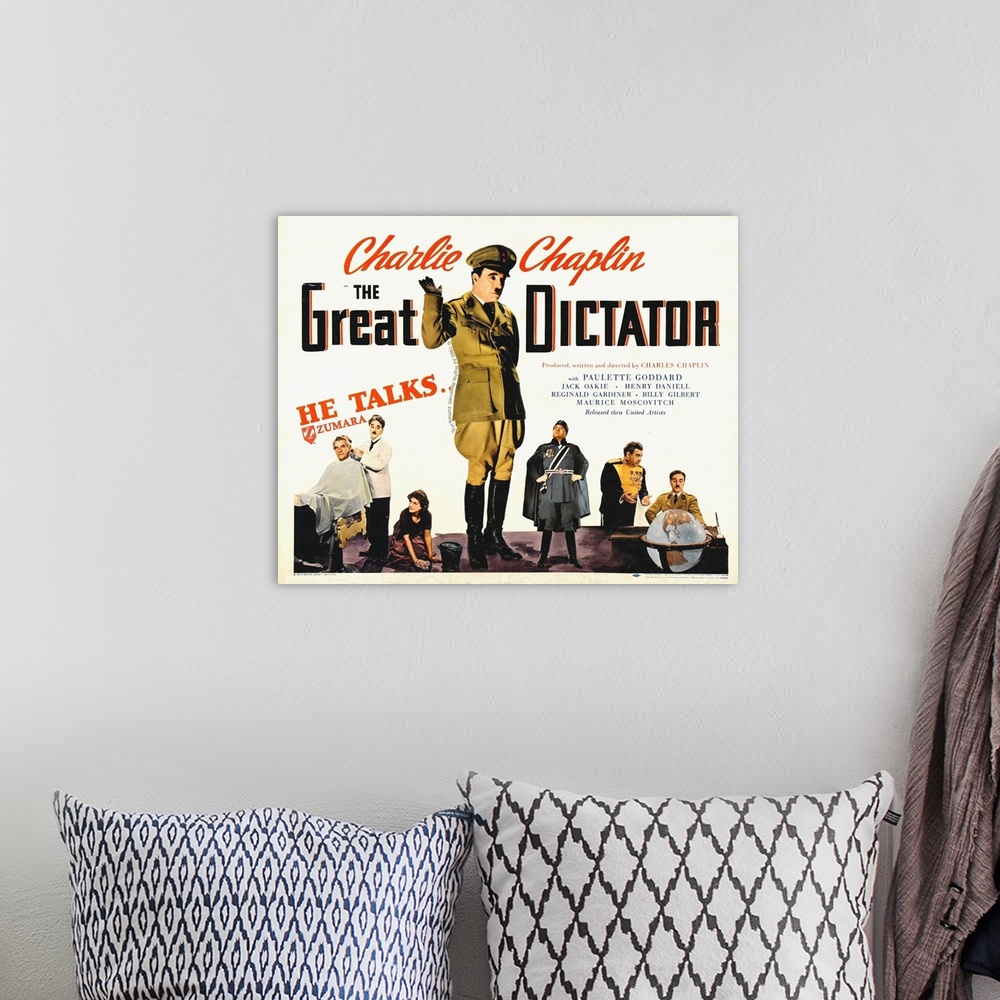 A bohemian room featuring Charlie Chaplin The Great Dictator