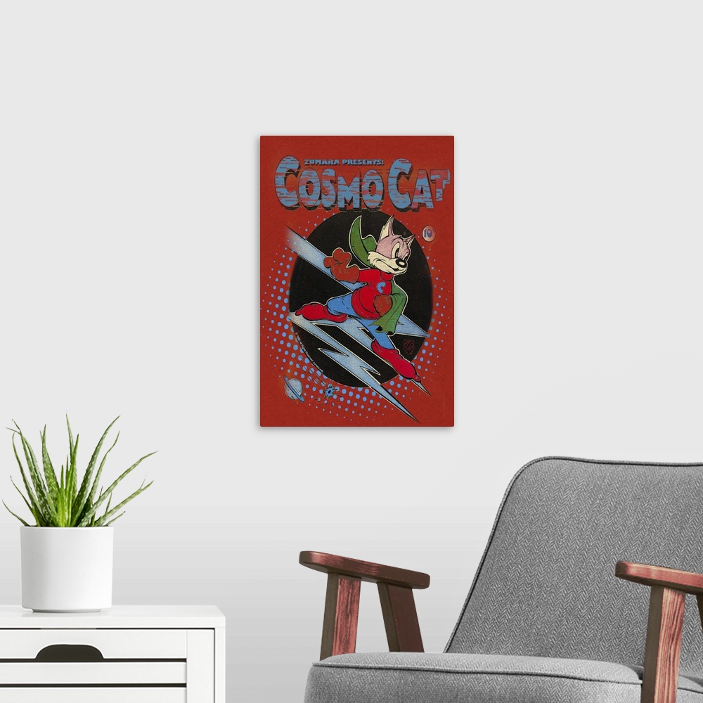 A modern room featuring Cosmo Cat