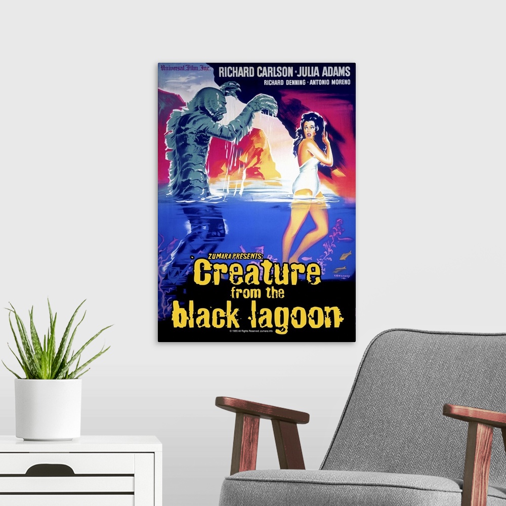 A modern room featuring Creature From The Black Lagoon 5 Sci Fi Movie Poster