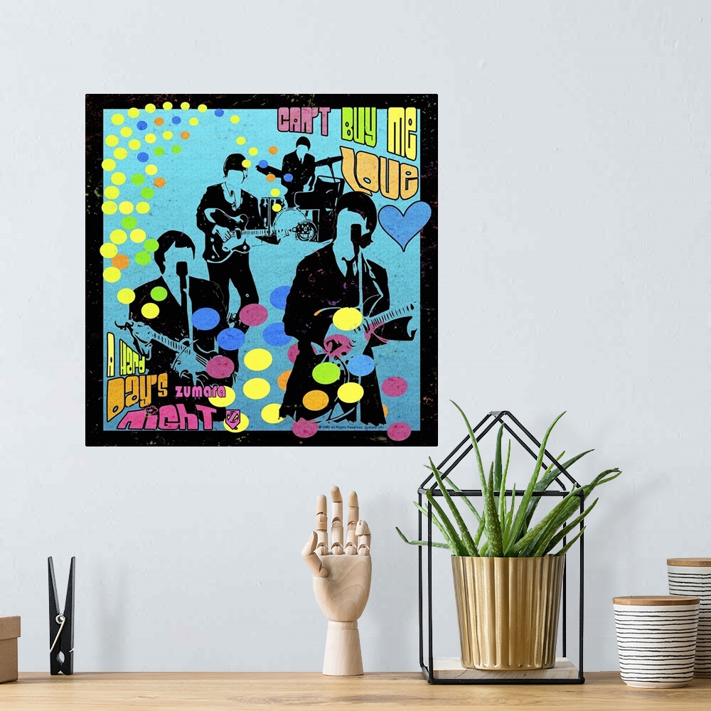 A bohemian room featuring Fab4 Can't Buy Me Love Silhouette