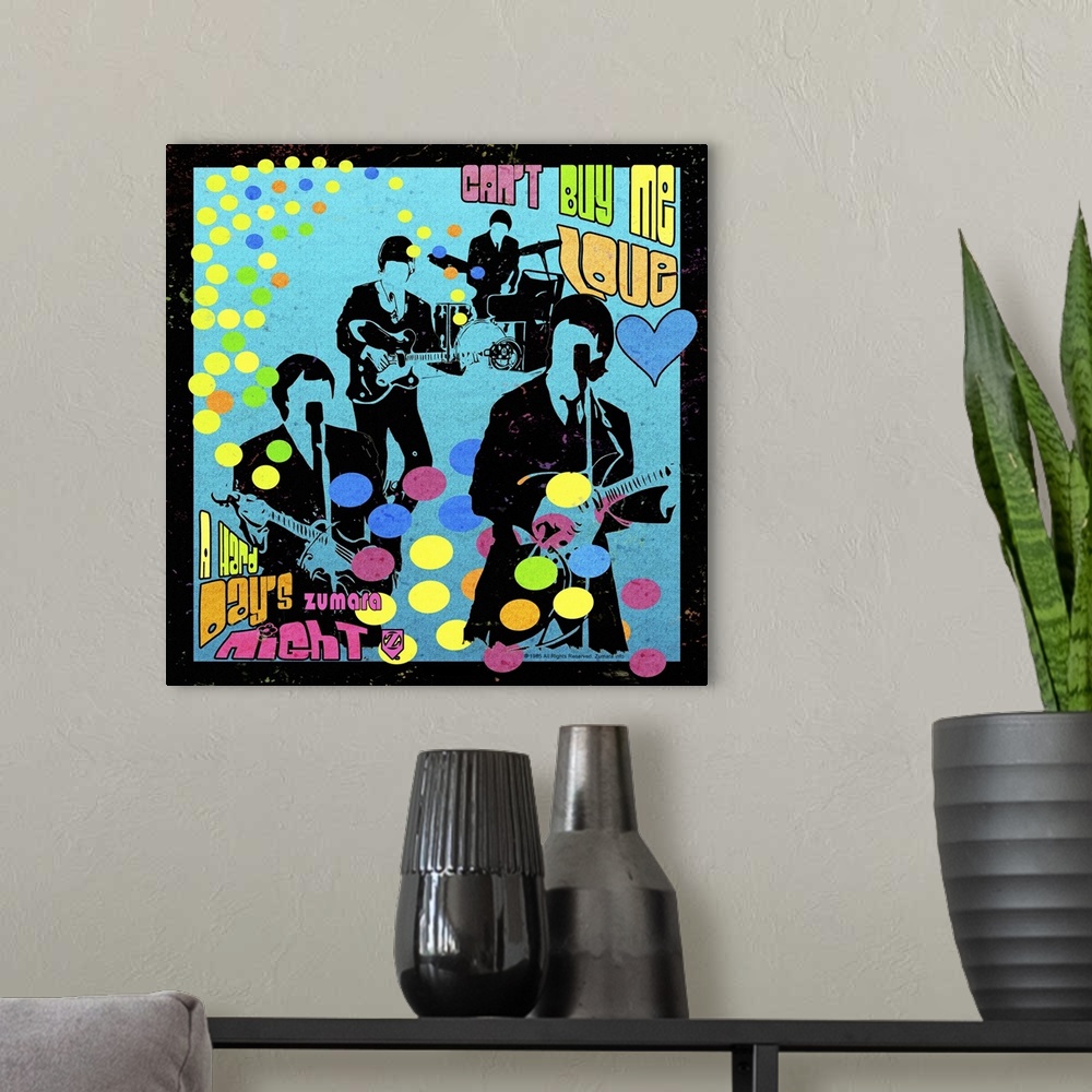 A modern room featuring Fab4 Can't Buy Me Love Silhouette