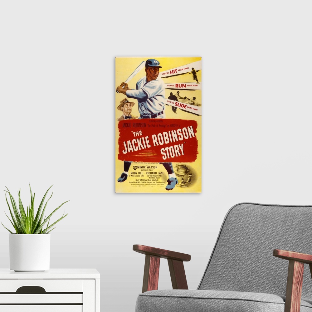 A modern room featuring Jackie Robinson The Story