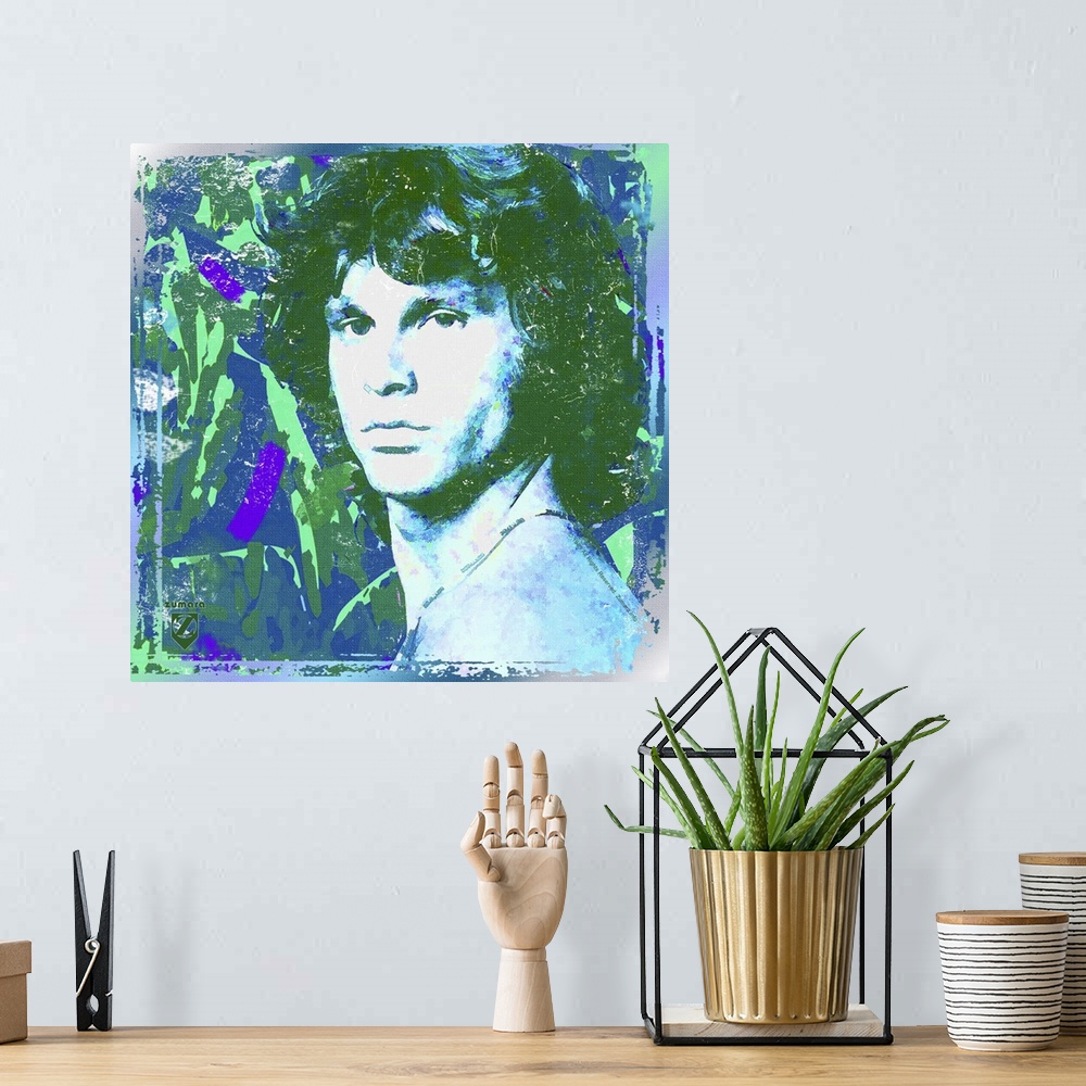 A bohemian room featuring Jim Morrison Blue and Green Splatters