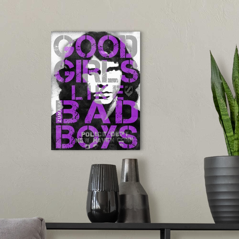 A modern room featuring Jim Morrison Good Girls Bad Boys