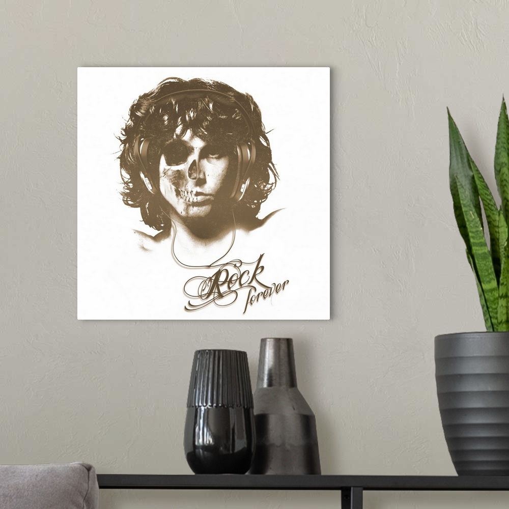 A modern room featuring Jim Morrison Skull Face