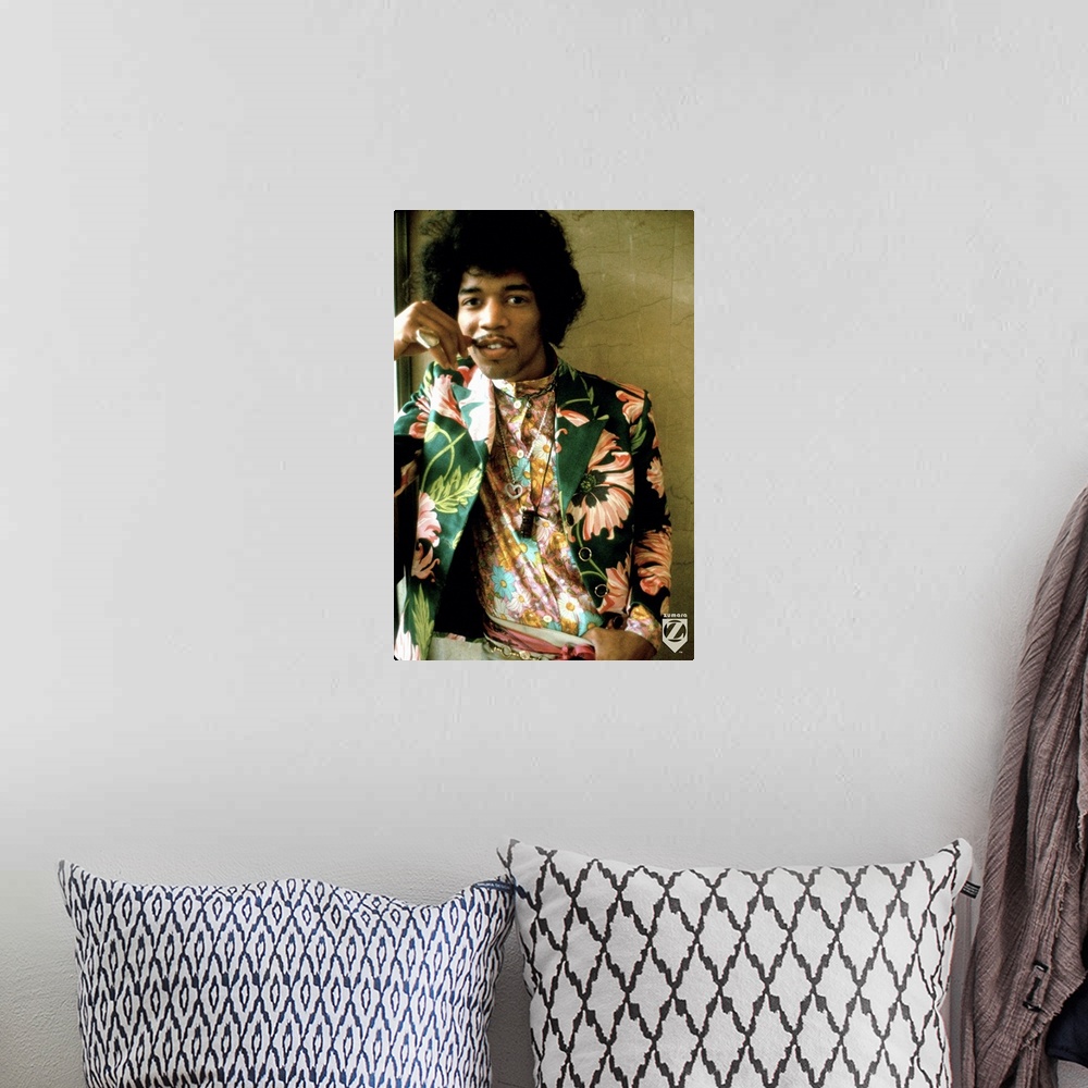 A bohemian room featuring Jimi Hendrix Colored Floral Jacket 1