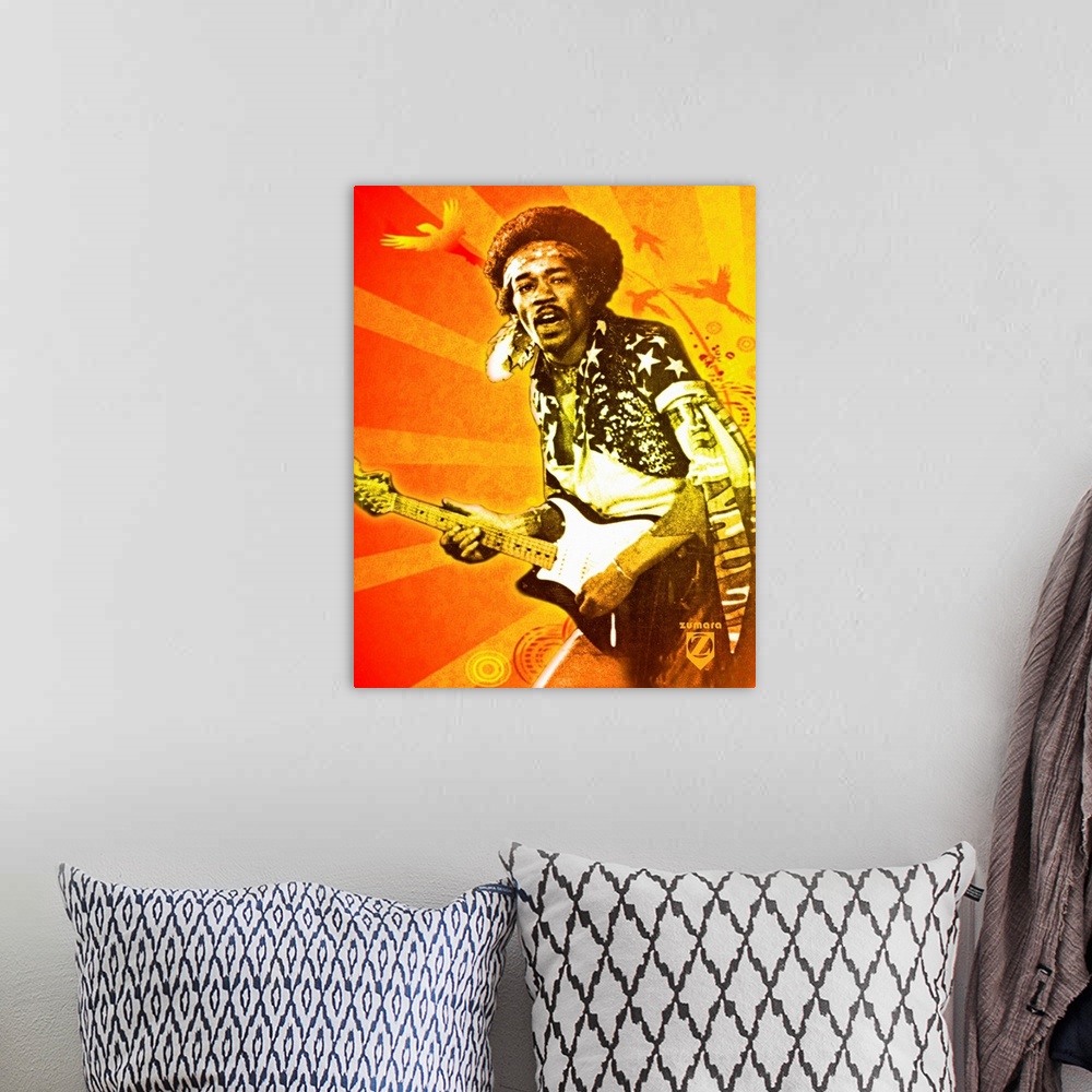 A bohemian room featuring Jimi Hendrix Firebirds