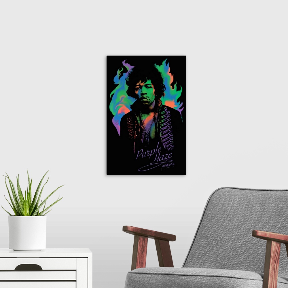 A modern room featuring Jimi Hendrix Liquid Psychedelic 2
