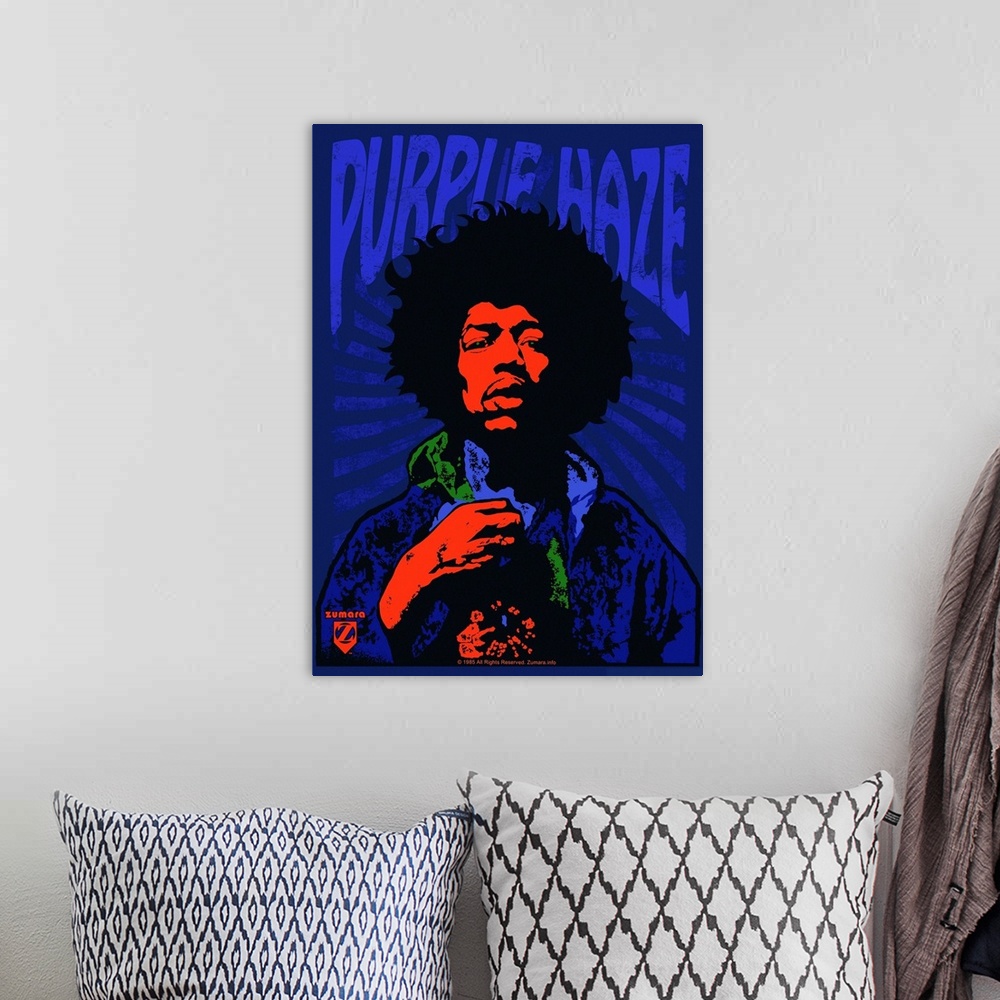 A bohemian room featuring Jimi Hendrix Purple Haze