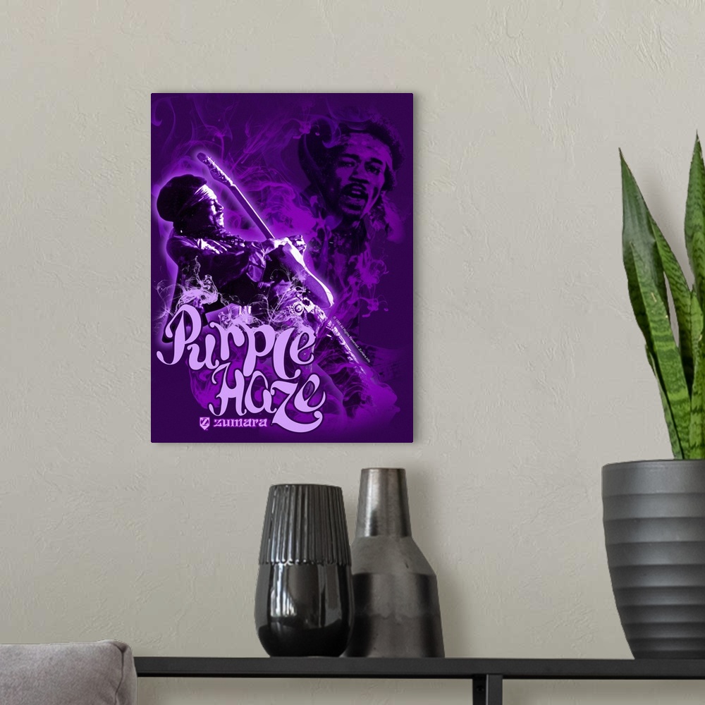 A modern room featuring Jimi Hendrix Purple Haze 4